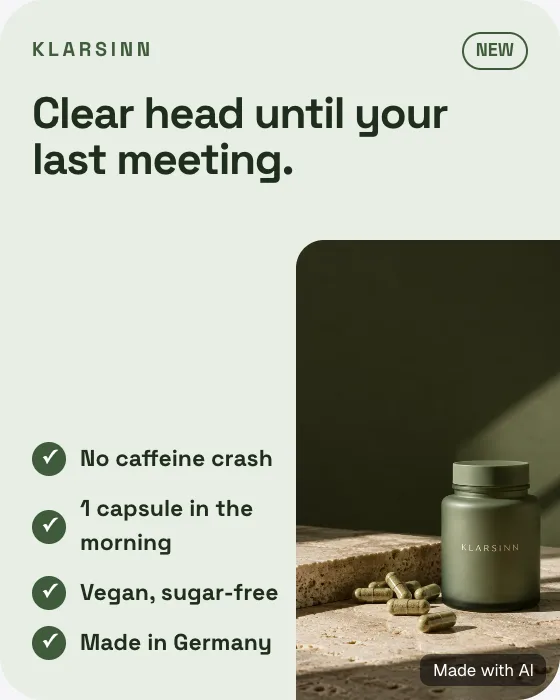 Product hero with benefit list: Focus & nootropics